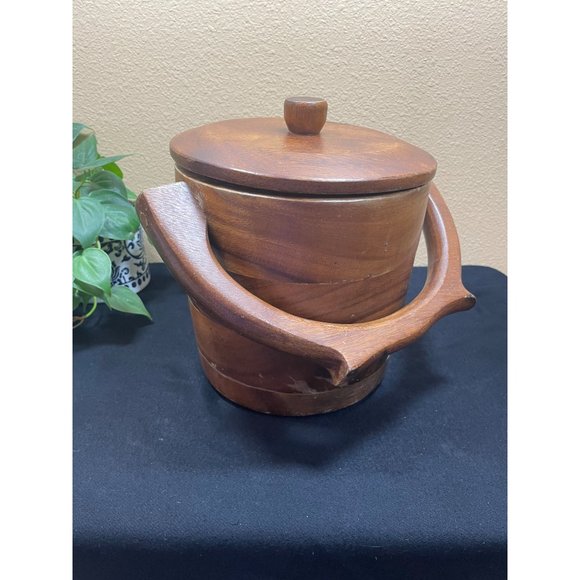 Vintage Mid Century Modern  Ice Bucket With Lid And Handle - Picture 1 of 7